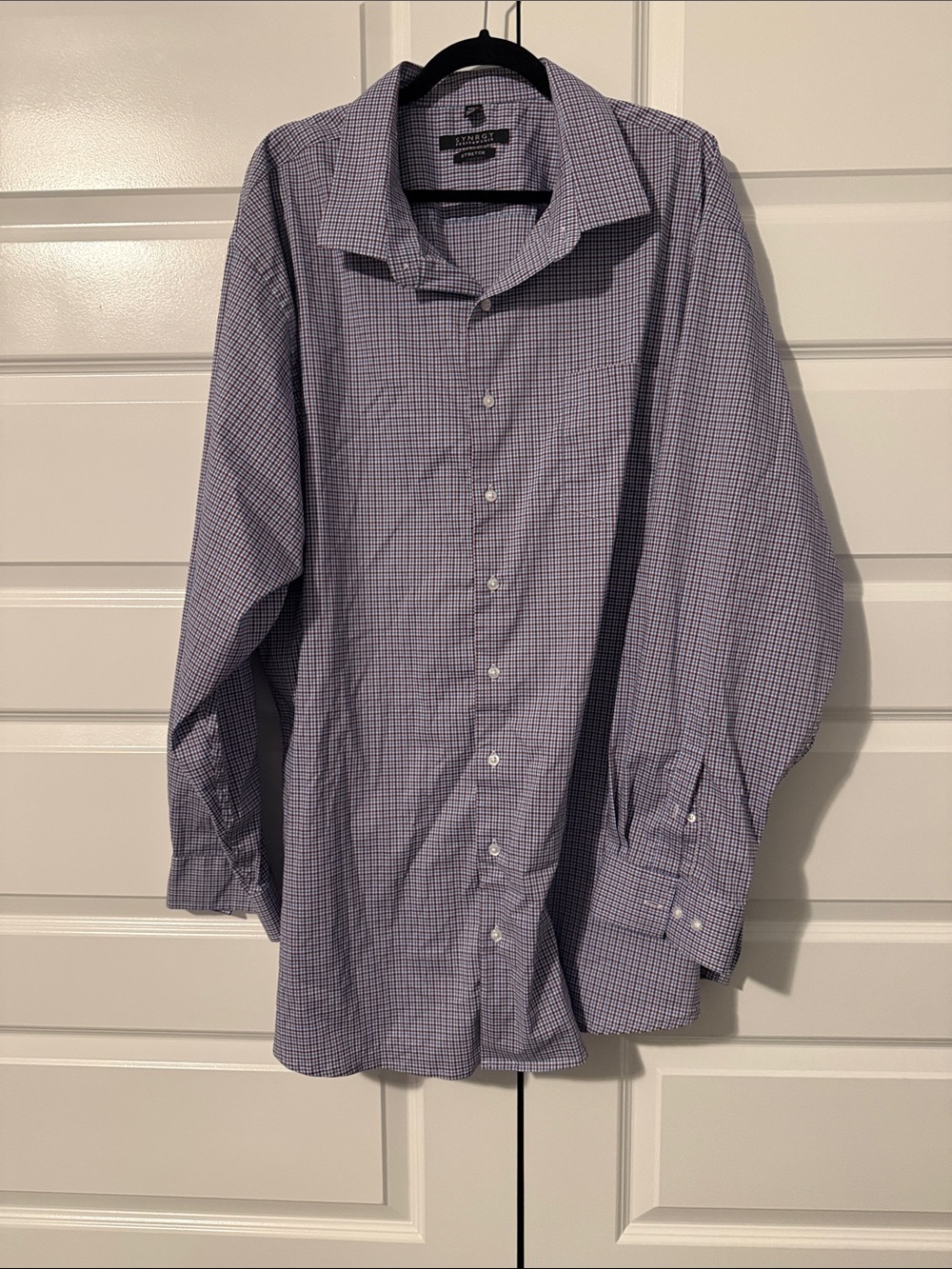 Synergy Organic Clothing Purple and White Check Dress Shirt 37/38